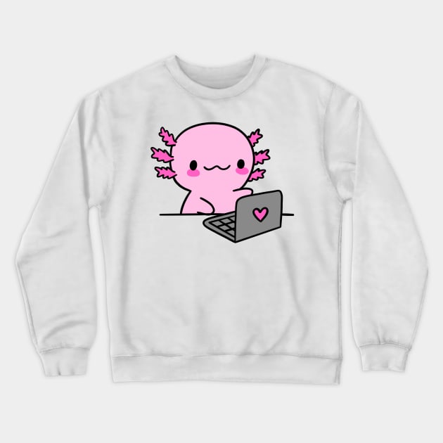 axolotl laptop Crewneck Sweatshirt by cmxcrunch